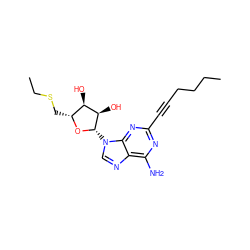 CCCCC#Cc1nc(N)c2ncn([C@@H]3O[C@H](CSCC)[C@@H](O)[C@H]3O)c2n1 ZINC000013472025