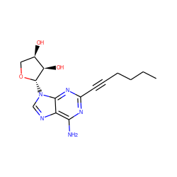 CCCCC#Cc1nc(N)c2ncn([C@@H]3OC[C@@H](O)[C@H]3O)c2n1 ZINC000073200079