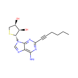 CCCCC#Cc1nc(N)c2ncn([C@@H]3SC[C@@H](O)[C@H]3O)c2n1 ZINC000066123296