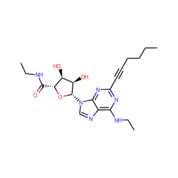 CCCCC#Cc1nc(NCC)c2ncn([C@@H]3O[C@H](C(=O)NCC)[C@@H](O)[C@H]3O)c2n1 ZINC000034800752