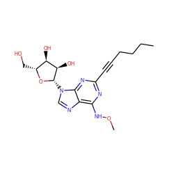 CCCCC#Cc1nc(NOC)c2ncn([C@@H]3O[C@H](CO)[C@@H](O)[C@H]3O)c2n1 ZINC000003948104