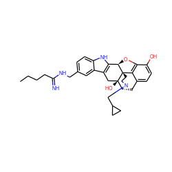 CCCCC(=N)NCc1ccc2[nH]c3c(c2c1)C[C@@]1(O)[C@H]2Cc4ccc(O)c5c4[C@@]1(CCN2CC1CC1)[C@@H]3O5 ZINC000036221079