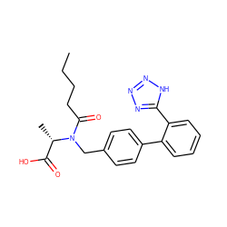 CCCCC(=O)N(Cc1ccc(-c2ccccc2-c2nnn[nH]2)cc1)[C@@H](C)C(=O)O ZINC000026994465