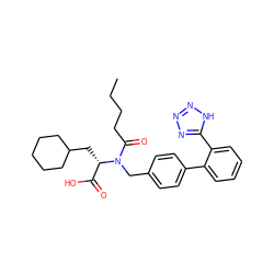 CCCCC(=O)N(Cc1ccc(-c2ccccc2-c2nnn[nH]2)cc1)[C@@H](CC1CCCCC1)C(=O)O ZINC000027089015