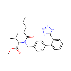 CCCCC(=O)N(Cc1ccc(-c2ccccc2-c2nnn[nH]2)cc1)[C@H](C(=O)OC)C(C)C ZINC000027079783