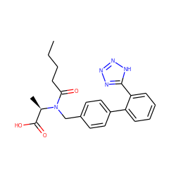 CCCCC(=O)N(Cc1ccc(-c2ccccc2-c2nnn[nH]2)cc1)[C@H](C)C(=O)O ZINC000027076467