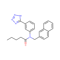 CCCCC(=O)N(Cc1ccc2ccccc2c1)c1cccc(-c2nnn[nH]2)c1 ZINC000084707818