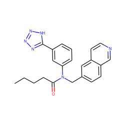 CCCCC(=O)N(Cc1ccc2cnccc2c1)c1cccc(-c2nnn[nH]2)c1 ZINC000084707822