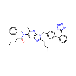 CCCCC(=O)N(Cc1ccccc1)c1cc2nc(CCCC)n(Cc3ccc(-c4ccccc4-c4nnn[nH]4)cc3)c2nc1C ZINC000026283382