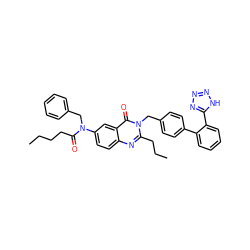 CCCCC(=O)N(Cc1ccccc1)c1ccc2nc(CCC)n(Cc3ccc(-c4ccccc4-c4nnn[nH]4)cc3)c(=O)c2c1 ZINC000026946176