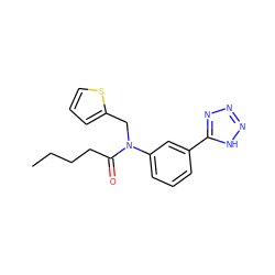 CCCCC(=O)N(Cc1cccs1)c1cccc(-c2nnn[nH]2)c1 ZINC000084704604