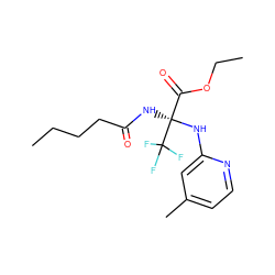 CCCCC(=O)N[C@@](Nc1cc(C)ccn1)(C(=O)OCC)C(F)(F)F ZINC000019831442