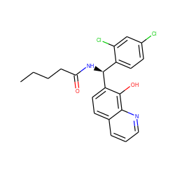 CCCCC(=O)N[C@@H](c1ccc(Cl)cc1Cl)c1ccc2cccnc2c1O ZINC000037868756