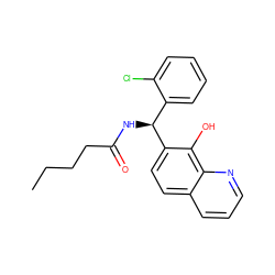 CCCCC(=O)N[C@@H](c1ccccc1Cl)c1ccc2cccnc2c1O ZINC000003894242