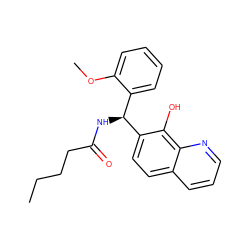 CCCCC(=O)N[C@@H](c1ccccc1OC)c1ccc2cccnc2c1O ZINC000003894227