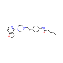 CCCCC(=O)N[C@H]1CC[C@H](CCN2CCN(c3nccc4c3CCO4)CC2)CC1 ZINC000261160979