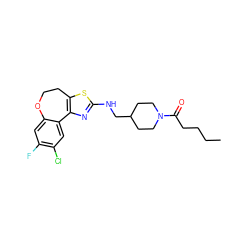 CCCCC(=O)N1CCC(CNc2nc3c(s2)CCOc2cc(F)c(Cl)cc2-3)CC1 ZINC000026500906