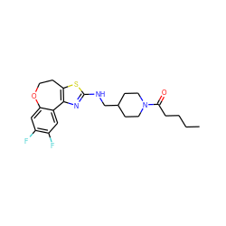 CCCCC(=O)N1CCC(CNc2nc3c(s2)CCOc2cc(F)c(F)cc2-3)CC1 ZINC000026497898