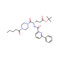 CCCCC(=O)N1CCN(C(=O)[C@H](CCC(=O)OC(C)(C)C)NC(=O)c2cccc(-c3ccccc3)n2)CC1 ZINC000045355560