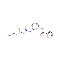 CCCCC(=O)NC(=S)Nc1cccc(NC(=O)c2ccco2)c1 ZINC000002052162