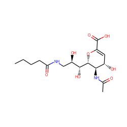 CCCCC(=O)NC[C@@H](O)[C@@H](O)[C@@H]1OC(C(=O)O)=C[C@H](O)[C@H]1NC(C)=O ZINC000205529563