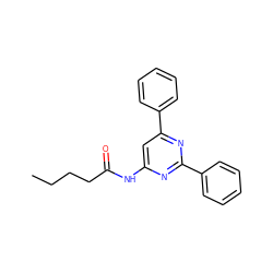 CCCCC(=O)Nc1cc(-c2ccccc2)nc(-c2ccccc2)n1 ZINC000034800912