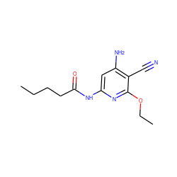 CCCCC(=O)Nc1cc(N)c(C#N)c(OCC)n1 ZINC000014960020