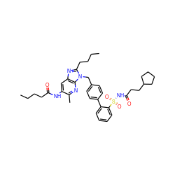 CCCCC(=O)Nc1cc2nc(CCCC)n(Cc3ccc(-c4ccccc4S(=O)(=O)NC(=O)CCC4CCCC4)cc3)c2nc1C ZINC000026282311