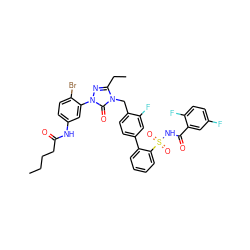 CCCCC(=O)Nc1ccc(Br)c(-n2nc(CC)n(Cc3ccc(-c4ccccc4S(=O)(=O)NC(=O)c4cc(F)ccc4F)cc3F)c2=O)c1 ZINC000095542249