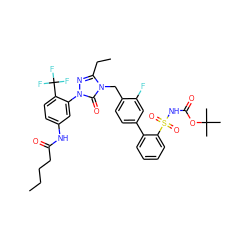 CCCCC(=O)Nc1ccc(C(F)(F)F)c(-n2nc(CC)n(Cc3ccc(-c4ccccc4S(=O)(=O)NC(=O)OC(C)(C)C)cc3F)c2=O)c1 ZINC000027209913