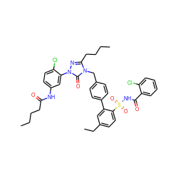 CCCCC(=O)Nc1ccc(Cl)c(-n2nc(CCCC)n(Cc3ccc(-c4cc(CC)ccc4S(=O)(=O)NC(=O)c4ccccc4Cl)cc3)c2=O)c1 ZINC000095541833