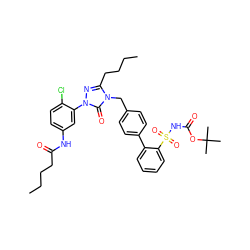 CCCCC(=O)Nc1ccc(Cl)c(-n2nc(CCCC)n(Cc3ccc(-c4ccccc4S(=O)(=O)NC(=O)OC(C)(C)C)cc3)c2=O)c1 ZINC000027520506