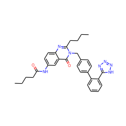 CCCCC(=O)Nc1ccc2nc(CCCC)n(Cc3ccc(-c4ccccc4-c4nnn[nH]4)cc3)c(=O)c2c1 ZINC000028757601