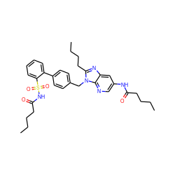 CCCCC(=O)Nc1cnc2c(c1)nc(CCCC)n2Cc1ccc(-c2ccccc2S(=O)(=O)NC(=O)CCCC)cc1 ZINC000026275717