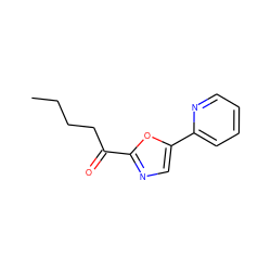 CCCCC(=O)c1ncc(-c2ccccn2)o1 ZINC000013611913