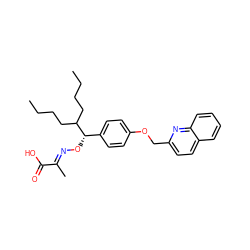 CCCCC(CCCC)[C@@H](O/N=C(\C)C(=O)O)c1ccc(OCc2ccc3ccccc3n2)cc1 ZINC000013557765