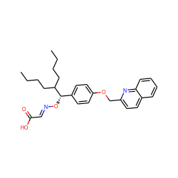 CCCCC(CCCC)[C@@H](O/N=C/C(=O)O)c1ccc(OCc2ccc3ccccc3n2)cc1 ZINC000013557763