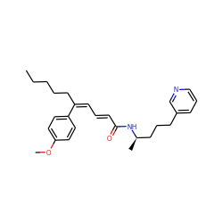 CCCCC/C(=C/C=C/C(=O)N[C@H](C)CCCc1cccnc1)c1ccc(OC)cc1 ZINC000029546360