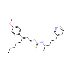 CCCCC/C(=C\C=C\C(=O)N[C@@H](C)CCCc1cccnc1)c1ccc(OC)cc1 ZINC000026728755