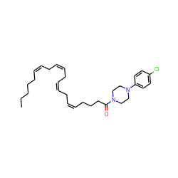 CCCCC/C=C\C/C=C\C/C=C\C/C=C\CCCC(=O)N1CCN(c2ccc(Cl)cc2)CC1 ZINC000028565001