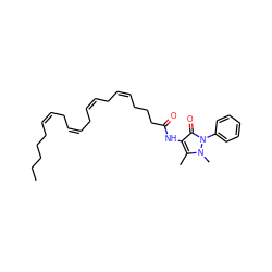 CCCCC/C=C\C/C=C\C/C=C\C/C=C\CCCC(=O)Nc1c(C)n(C)n(-c2ccccc2)c1=O ZINC000073197046