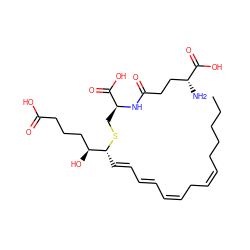 CCCCC/C=C\C/C=C\C=C\C=C\[C@@H](SC[C@H](NC(=O)CC[C@@H](N)C(=O)O)C(=O)O)[C@@H](O)CCCC(=O)O ZINC000064622160
