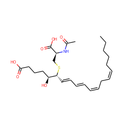 CCCCC/C=C\C/C=C\C=C\C=C\[C@@H](SC[C@H](NC(C)=O)C(=O)O)[C@@H](O)CCCC(=O)O ZINC000004099095