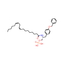 CCCCC/C=C\C/C=C\CCCCCCCC(=O)N[C@@H](COP(=O)(O)O)Cc1ccc(OCc2ccccc2)cc1 ZINC000026651957