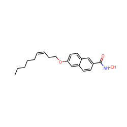 CCCCC/C=C\CCOc1ccc2cc(C(=O)NO)ccc2c1 ZINC000027656026