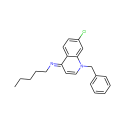 CCCCC/N=c1\ccn(Cc2ccccc2)c2cc(Cl)ccc12 ZINC000013741395