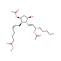 CCCCC[C@@H](/C=C/[C@H]1[C@H](O)C[C@H](OC(C)=O)[C@@H]1C/C=C\CCCC(=O)OC)OC(C)=O ZINC000299822721