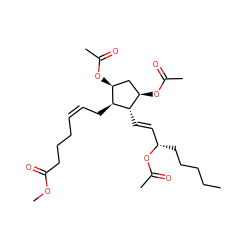 CCCCC[C@@H](/C=C/[C@H]1[C@H](OC(C)=O)C[C@H](OC(C)=O)[C@@H]1C/C=C\CCCC(=O)OC)OC(C)=O ZINC000137991344