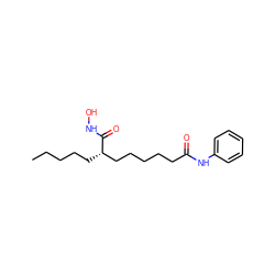 CCCCC[C@@H](CCCCCC(=O)Nc1ccccc1)C(=O)NO ZINC001772649863