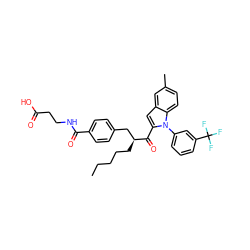 CCCCC[C@@H](Cc1ccc(C(=O)NCCC(=O)O)cc1)C(=O)c1cc2cc(C)ccc2n1-c1cccc(C(F)(F)F)c1 ZINC000073167533
